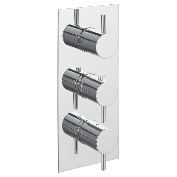 Just Taps Florence thermostatic concealed 3 outlet shower valve, vertical, Designer handle