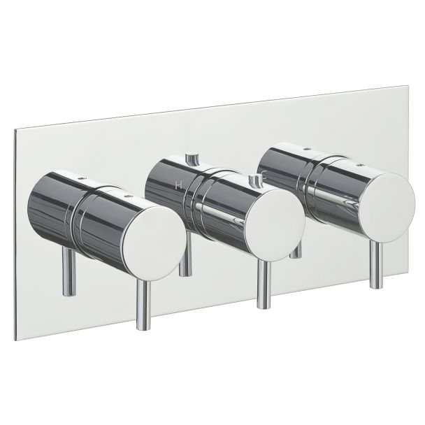 Just Taps Florence thermostatic concealed 3 outlet shower valve, horizontal Designer handle Chrome