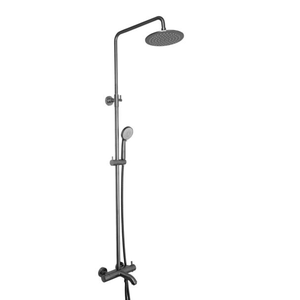 Just Taps VOS Thermostatic Bar valve 3 oulets, adjustable riser and, multifunction shower handle Brushed Black