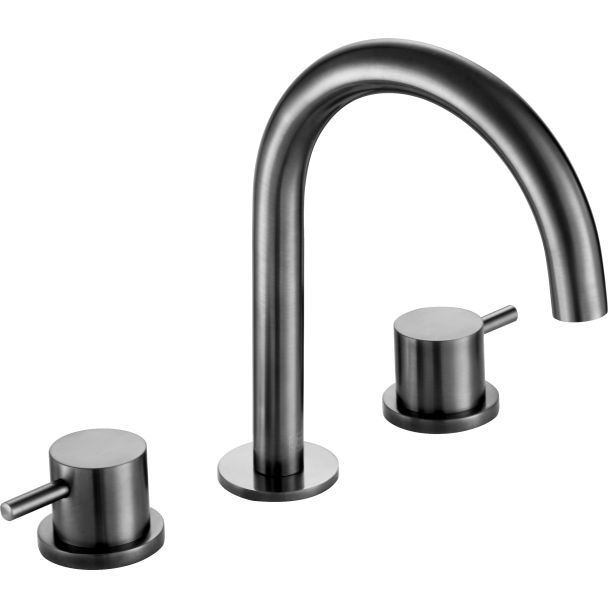 Just Taps VOS 3 hole deck mounted basin mixer Designer handle Brushed Black