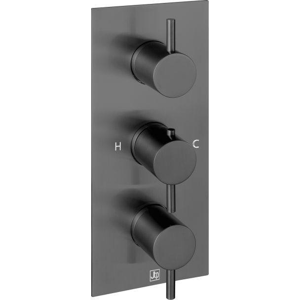 Just Taps VOS thermostatic concealed 2 outlet shower valve, MP 0.5 Brushed Black