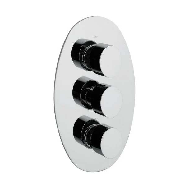 Just Taps Ovaline Thermostatic Concealed 3 Outlets Shower Valve, Vertical