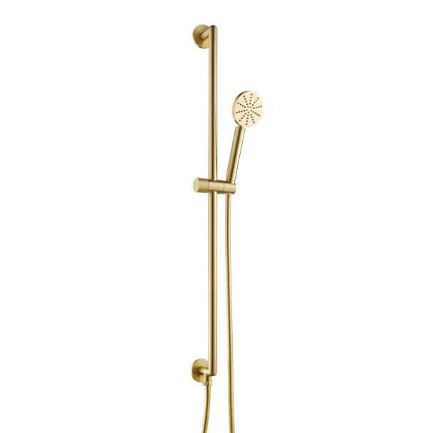 Just Taps Slide Rail with Round Shower Handle and Hose Brushed Brass