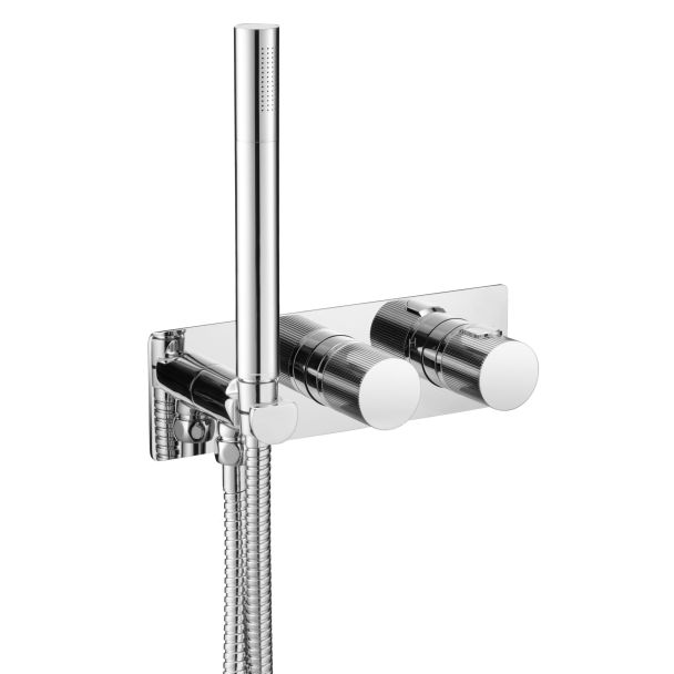 Just Taps Thermostatic concealed 2 outlet shower valve with attached handset Chrome