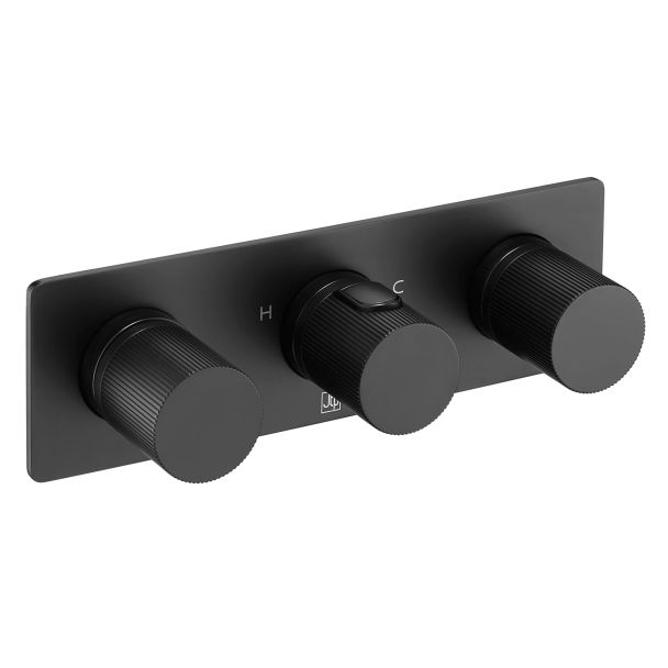 Just Taps Thermostatic concealed 2 outlet shower valve Matt Black