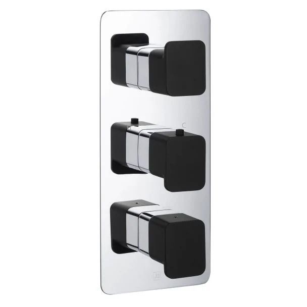 Just Taps AXEL Chrome & Matt Black Portrait Triple Outlet Shower Valve