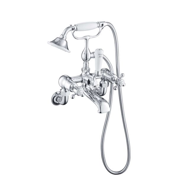 Just Taps Grosvenor Cross Shower Mixer Wall Mounted with Kit Brass with nickel finish