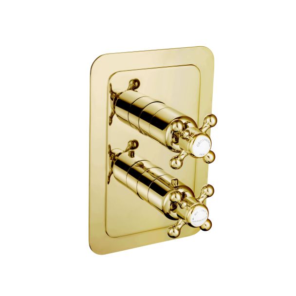 Just Taps Grosvenor Cross Antique Brass Edition Thermostatic 1 Outlet Shower Valve