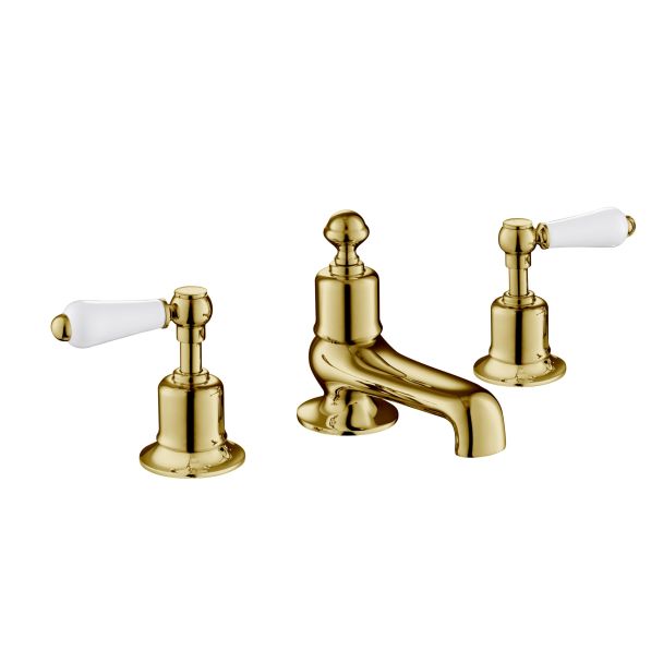 Just Taps Grosvenor Lever Antique Brass Edition 3 Hole Deck Mounted Bath Filler