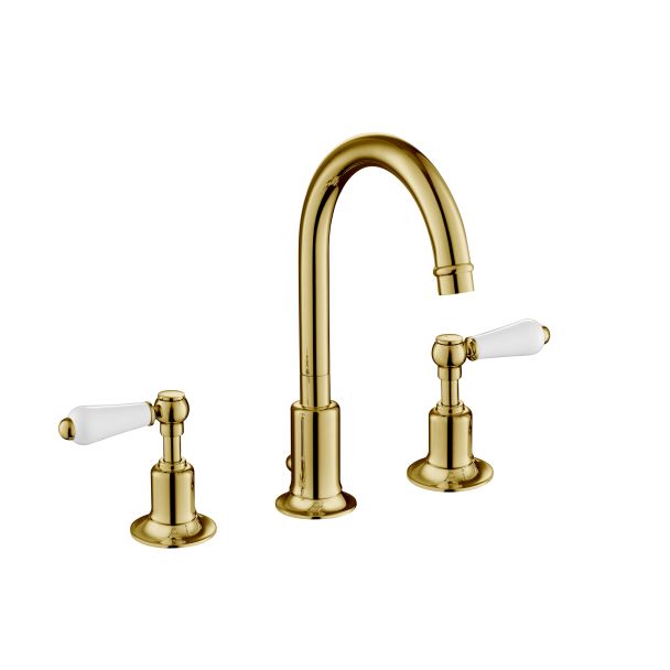 Just Taps Grosvenor Lever Antique Brass Edition 3 Hole Basin Mixer