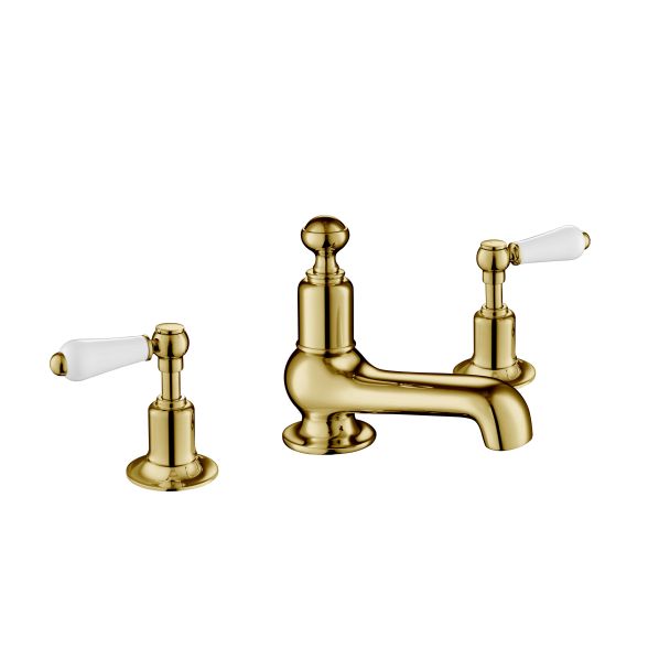 Just Taps Grosvenor Lever Antique Brass Edition 3 hole deck mounted basin mixer