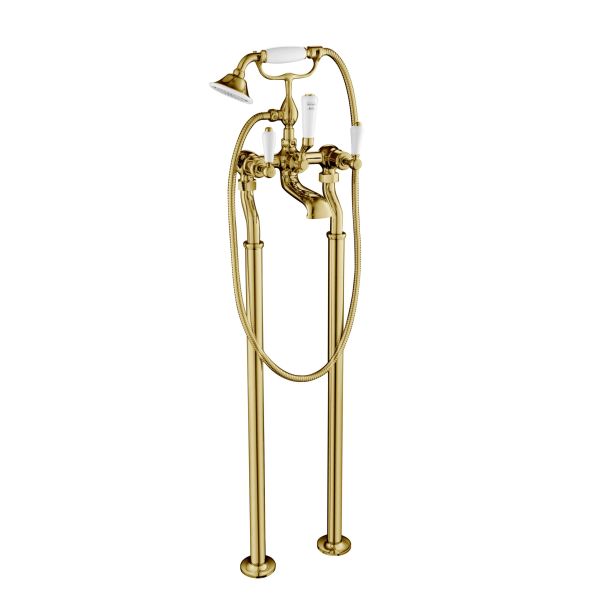 Just Taps Grosvenor cross bath shower mixer with kit, MP 0.5 Brass with Nickel finishing