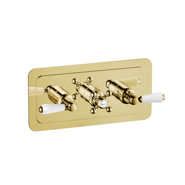 Just Taps Grosvenor lever thermostatic concealed 3 outlet shower valve, horizontal MP 0.5 Brass with Nickel finish