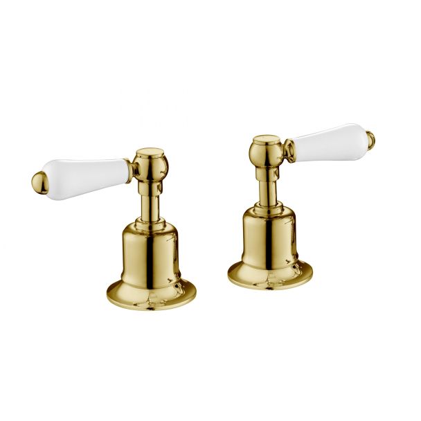 Just Taps Grosvenor Lever Antique Brass Edition Panel Valves 3/4