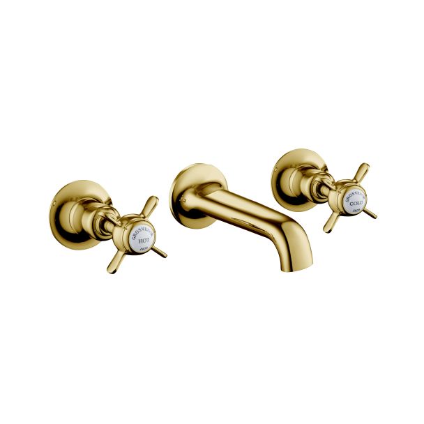 Just Taps Grosvenor Pinch Antique Brass Edition 3 Hole Basin Mixer – 145mm