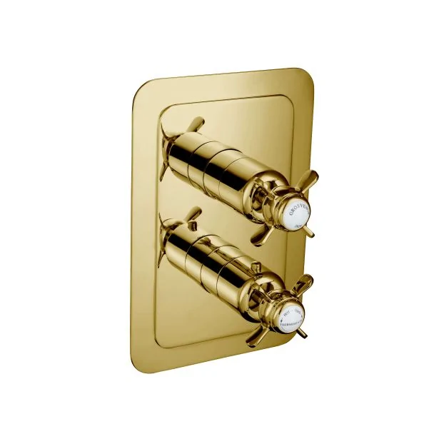 Just Taps Grosvenor Pinch Antique Brass Edition Thermostatic 1 Outlet Shower Valve – 240mm