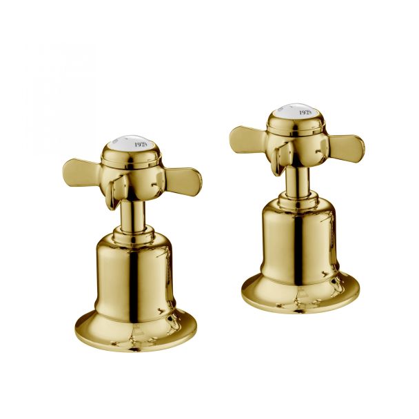 Just Taps Grosvenor Pinch Antique Brass Edition Panel Valves 3/4