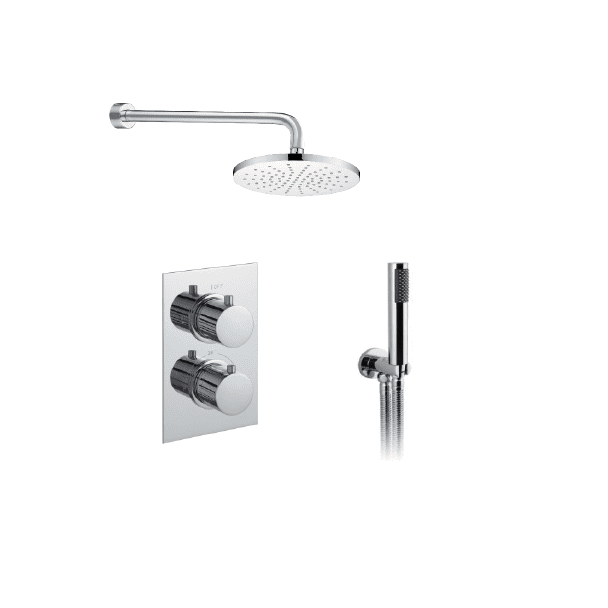 Just Taps Plus Round Thermostatic Concealed 2 Outlet Shower Pack