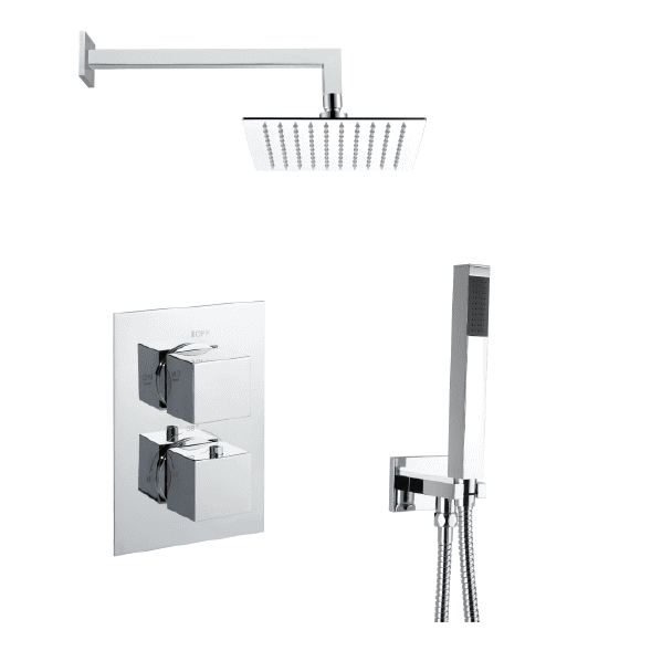 Just Taps Plus Square Thermostatic Concealed 2 Outlet Shower Pack 