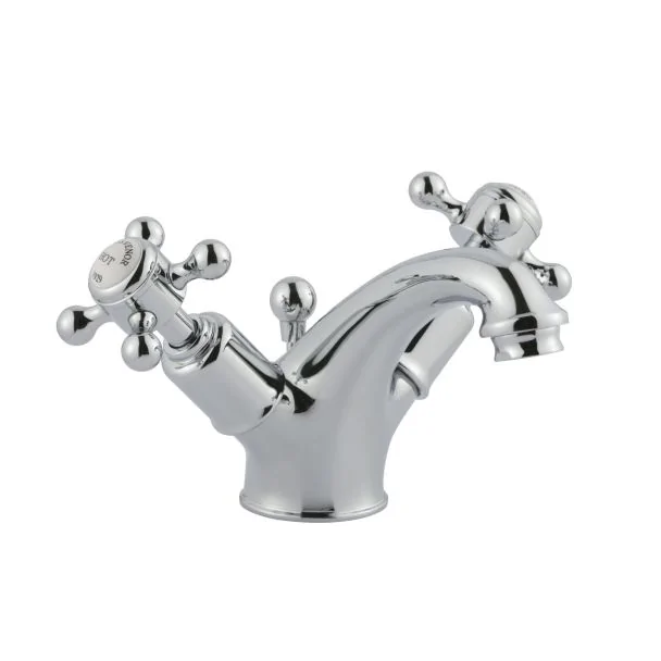 Just Taps Grosvenor Cross Basin Mixer with Pop Up Waste Brass with nickel finish