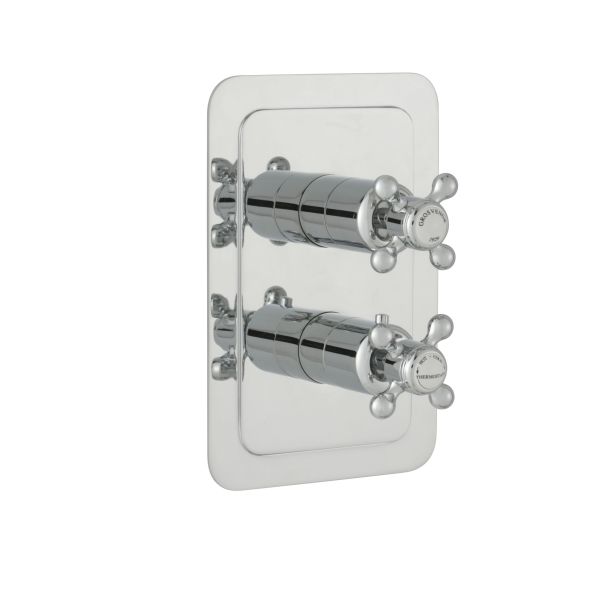 Just Taps Grosvenor Cross Nickel Grosvenor lever thermostatic concealed 1 outlet shower valve – 240mm