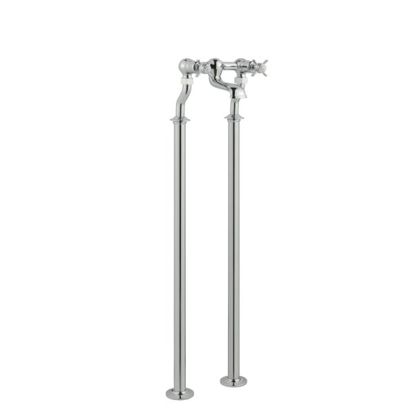 Just Taps Grosvenor Pinch Black, Pinch Floor Standing Bath Filler Brass with nickel finish