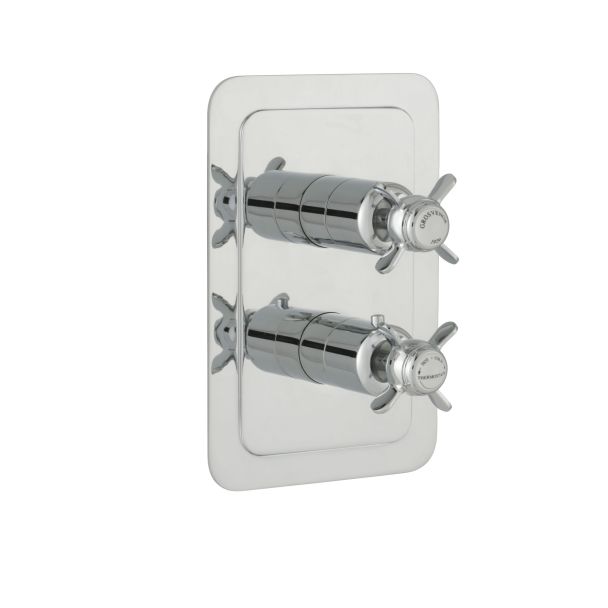 Just Taps Grosvenor Pinch Thermostatic 2 Outlet Shower Valve Brass with nickel finish – 240mm