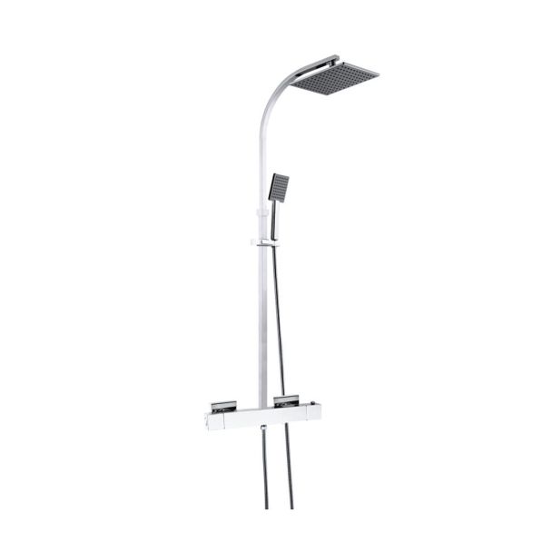 Just Taps Athena thermostatic shower mixer with rigid riser and overhead shower