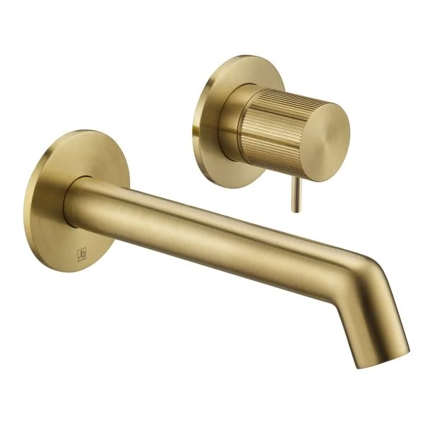 Just Taps Wall mounted basin mixer with lever Brushed Brass