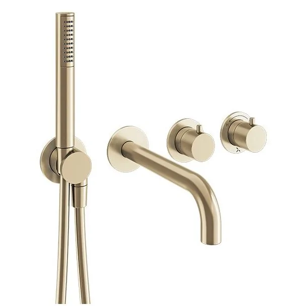 Crosswater Module Brushed Brass 2 Handle Shower Valve, Spout & Handset