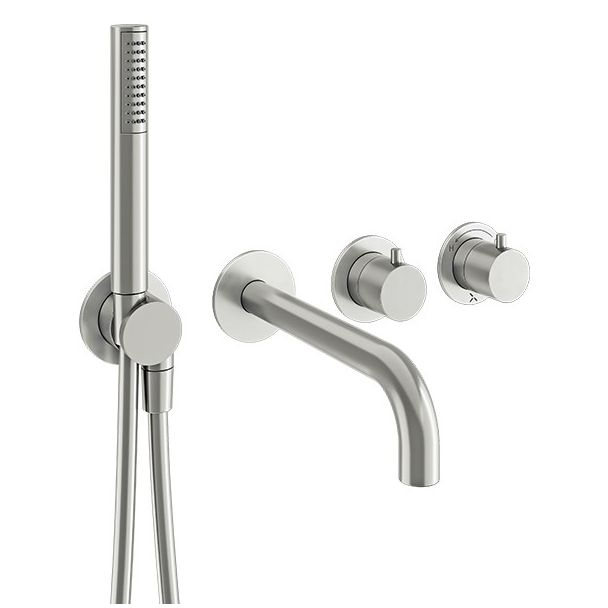 Crosswater Module Brushed Stainless Steel 2 Handle Shower Valve, Spout & Handset