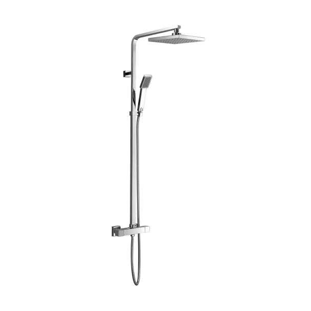 Just Taps Plus Square 2 Outlet Thermostatic Valve With Overhead And Hand Shower