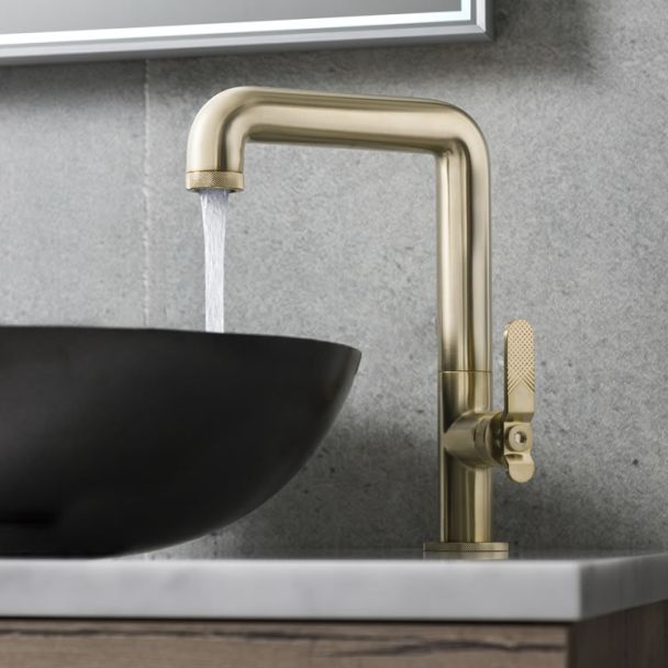 Crosswater Union Brushed Brass Tall Mono Basin Mixer