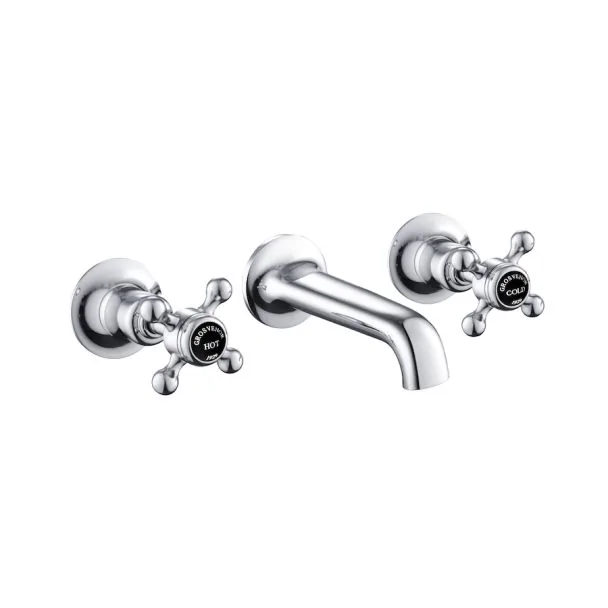 Just Taps Grosvenor Cross 3Hole Wall Mounted Basin Mixer