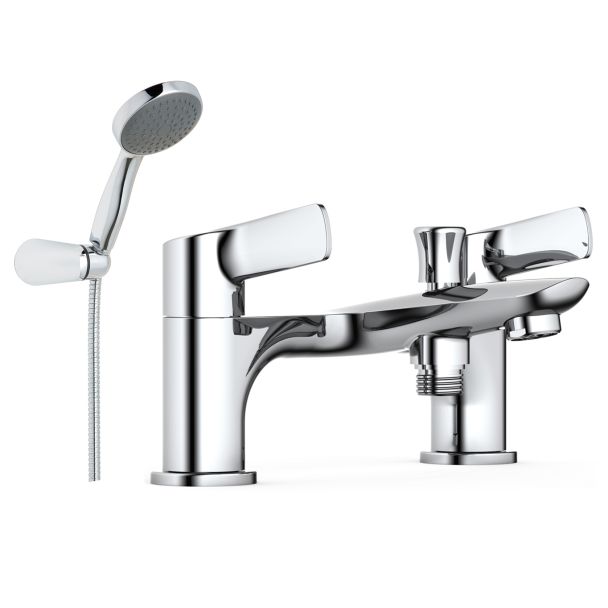 Just Taps Plus Yatin Deck Mounted Bath Shower Mixer With Kit