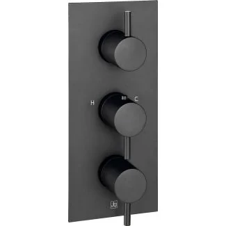 Just Taps VOS Matt Black With  Thermostatic Concealed 3 Outlet Shower Valve, Verticle