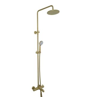 Just Taps VOS Thermostatic Bar valve 3 oulets, adjustable riser and, multifunction shower handle Brushed Brass