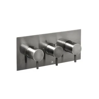 Just Taps VOS brushed black, thermostatic concealed 2 outlet shower valve, horizontal MP 0.5 Designer handle