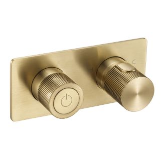 Just Taps Thermostatic concealed push button 3 outlet shower valve Brushed Brass