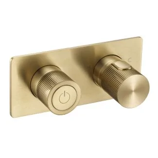 Just Taps Thermostatic concealed push button 3 outlet shower valve Brushed Brass