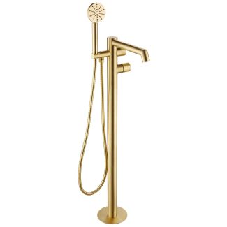 Just Taps Floor standing bath shower mixer no lever with kit Brushed Brass