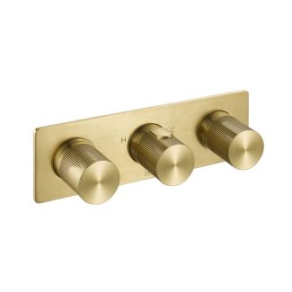 Just Taps Thermostatic concealed 3 outlet shower valve Brushed Brass