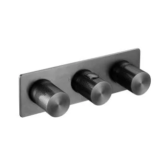 Just Taps Thermostatic concealed 3 outlet shower valve Brushed Black