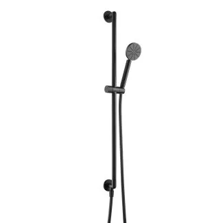 Just Taps Slide Rail with Round Shower Handle and Hose Matt Black