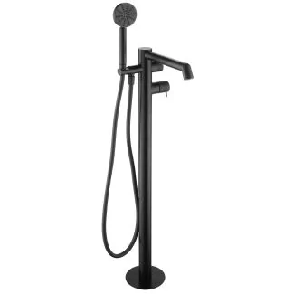 Just Taps Floor standing bath shower mixer with lever and kit Matt Black