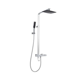 Just Taps Thermostatic shower pole with overhead shower, hand shower, and bath spout