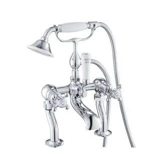 Just Taps Grosvenor Cross Mounted Bath Shower Mixer with Kit Brass with nickel finish