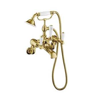 Just Taps Grosvenor Lever Antique Brass Edition Shower Mixer Wall Mounted with Kit