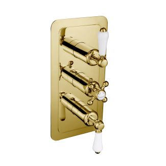 Just Taps Grosvenor Lever Antique Brass Edition Thermostatic 2 Outlet Shower Valve – 325mm