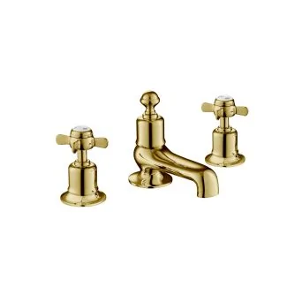 Just Taps Grosvenor Pinch Antique Brass Edition 3 Hole Deck Mounted Bath Filler